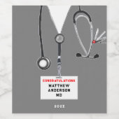 Afstuderen Medische School Wijn Etiket (Enkel label)