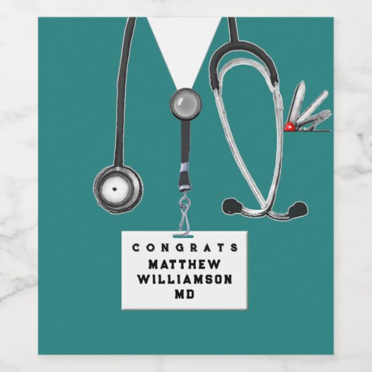 Afstuderen Medische School Wijn Etiket (Enkel label)