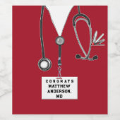 Afstuderen Medische School Wijn Etiket (Enkel label)