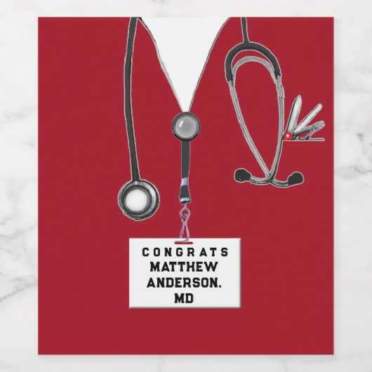 Afstuderen Medische School Wijn Etiket (Enkel label)