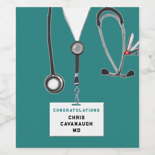 Afstuderen Medische School Wijn Etiket (Enkel label)