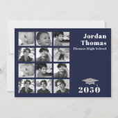 Afstuderen Meerfotocollage minimalistische marine Kaart (Voorkant)