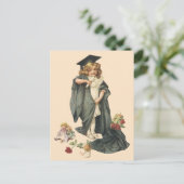  Afstuderen, Meisje Dragen van een Pet en jurk Aankondigingskaart (Staand voorkant)