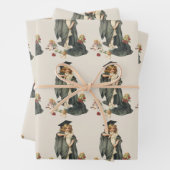 Afstuderen, Meisje Dragen van een Pet en jurk Inpakpapier Vel (In situ)