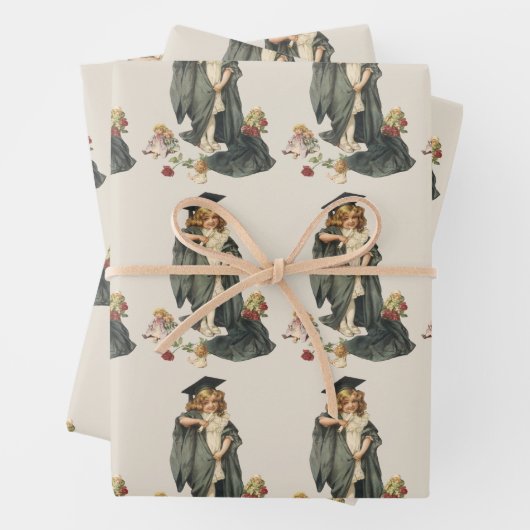 Afstuderen, Meisje Dragen van een Pet en jurk Inpakpapier Vel (In situ)