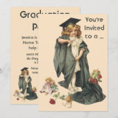  Afstuderen, Meisje Dragen van een Pet en jurk Kaart (Voorkant / Achterkant)