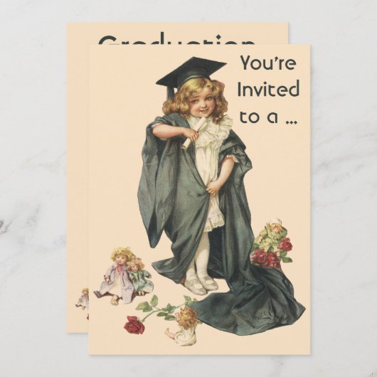  Afstuderen, Meisje Dragen van een Pet en jurk Kaart (Voorkant / Achterkant)