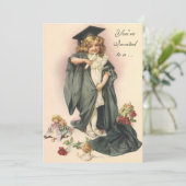 Afstuderen, Meisje Dragen van een Pet en jurk Kaart (Staand voorkant)