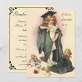 Afstuderen, Meisje Dragen van een Pet en jurk Kaart (Voorkant / Achterkant)