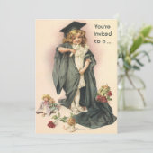  Afstuderen, Meisje Dragen van een Pet en jurk Kaart (Staand voorkant)
