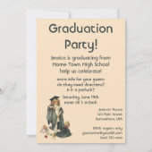  Afstuderen, Meisje Dragen van een Pet en jurk Kaart (Achterkant)