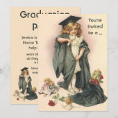  Afstuderen, Meisje Dragen van een Pet en jurk Kaart (Voorkant / Achterkant)