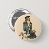 Afstuderen, Meisje Dragen van een Pet en jurk Ronde Button 5,7 Cm (Voorkant /achterkant)