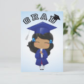 Afstuderen meisje in blauw kaart (Staand voorkant)