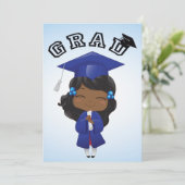 Afstuderen meisje in blauw kaart (Staand voorkant)