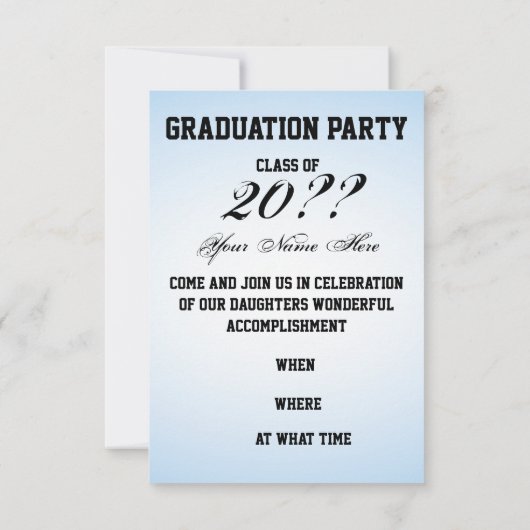 Afstuderen meisje in blauw kaart (Achterkant)