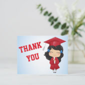 Afstuderen meisje in het rood aankondigingskaart (Staand voorkant)