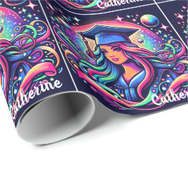 Afstuderen Meisje in Neon Kleuren Custom Cadeaupapier