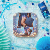 Afstuderen meisje met cowboylaarzen op maat papieren bordje (Feest)