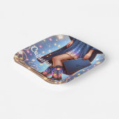 Afstuderen meisje met cowboylaarzen op maat papieren bordje (Gebogen)