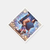 Afstuderen meisje met cowboylaarzen op maat servet (Hoek)