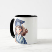 Afstuderen meisje mok, Afstudeerder cadeau, gepers Mok (Voorkant links)