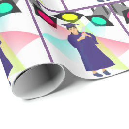 Afstuderen meisje Pet en jurk met spots Cadeaupapier