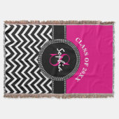 Afstuderen meisje, warm roze en zwart jaar deken (Voorkant)