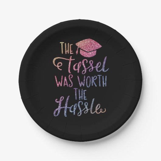 Afstuderen Meisjes Chic Stylish Rainbow Glitter Papieren Bordje (Voorkant)