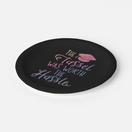 Afstuderen Meisjes Chic Stylish Rainbow Glitter Papieren Bordje (Gekanteld)