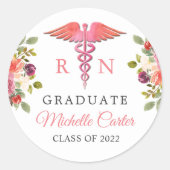 Afstuderen meisjesflessenzool ronde sticker (Voorkant)