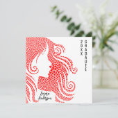 Afstuderen Meisjessilhouet in Rode Harten Kaart (Staand voorkant)