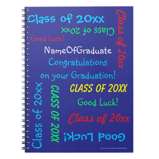 Afstuderen Memory Book, Naam, Klasse van, Blauw Notitieboek (Voorkant)