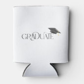 Afstuderen met afstudeerdop op letter T Blikjeskoeler (Voorkant)