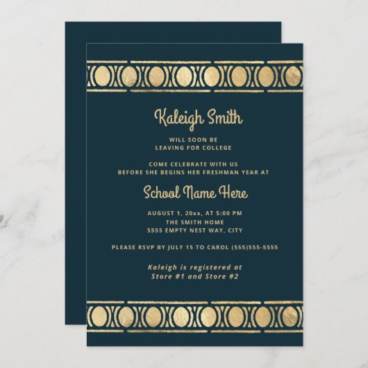 Afstuderen met blauw goudmakreel kaart (Voorkant / Achterkant)