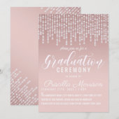 Afstuderen met Blush Pink Hanging Diamond Lights Kaart (Voorkant / Achterkant)