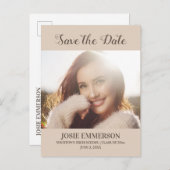 Afstuderen met bruin Tan sparen Datum Foto Aankondigingskaart (Voorkant / Achterkant)