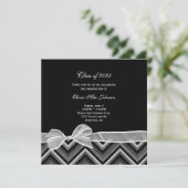 afstuderen met chevron-ontwerp, zilver en zwart kaart (Staand voorkant)