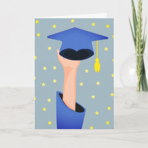 Afstuderen met een Afstuderen Pet met een gele ste Kaart