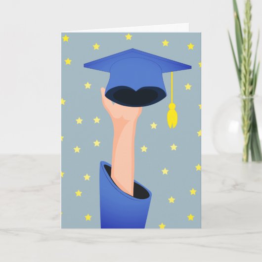 Afstuderen met een Afstuderen Pet met een gele ste Kaart (Voorkant)