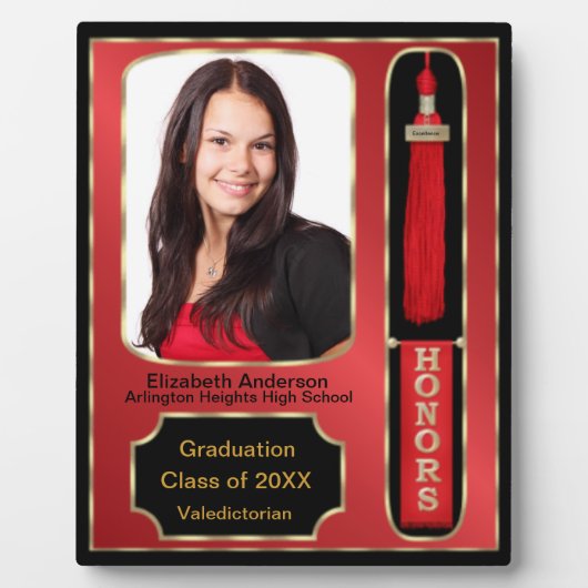 Afstuderen met foto Plaque Red Fotoplaat (Voorkant)