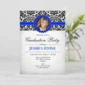 Afstuderen met foto - Royal Blue Black White Kaart (Staand voorkant)