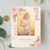 Afstuderen met foto's met pampas-gras bedankkaart