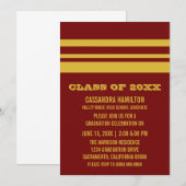 Afstuderen met geel/maroon-band uitgenodigd kaart (Voorkant / Achterkant)