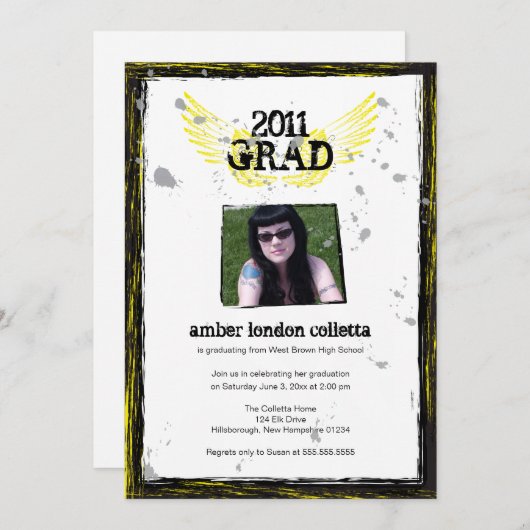 Afstuderen met gele of zwarte vleugels kaart (Voorkant / Achterkant)