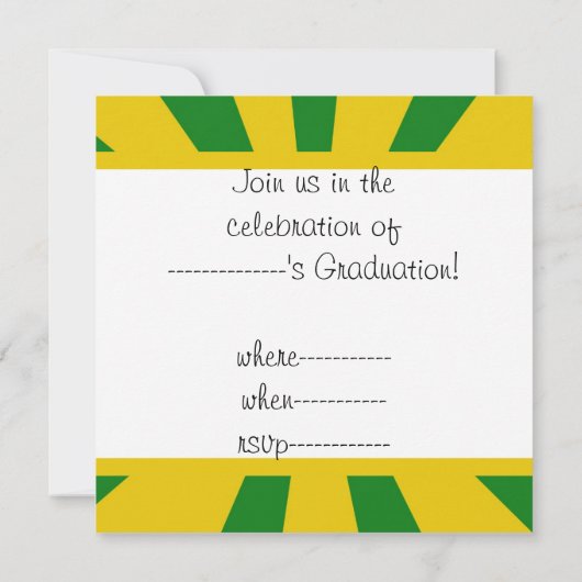 Afstuderen met groene en gouden kleuren kaart (Achterkant)