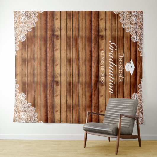 Afstuderen met houtafstand Foto achtergrond Wandkleed (In Situ (horizontaal))