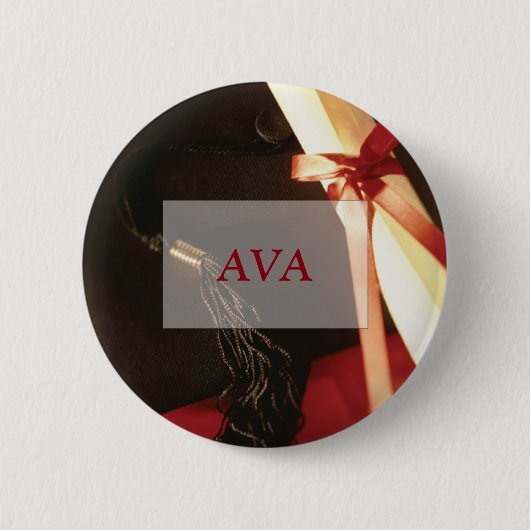 Afstuderen met kleindochter, wens, ronde cadeau button 5,7 cm (Voorkant)