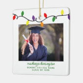 Afstuderen met kleurrijke kerstverlichting Foto Keramisch Ornament (Links)