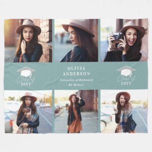 Afstuderen met meerdere foto's modern dusty blue s fleece deken